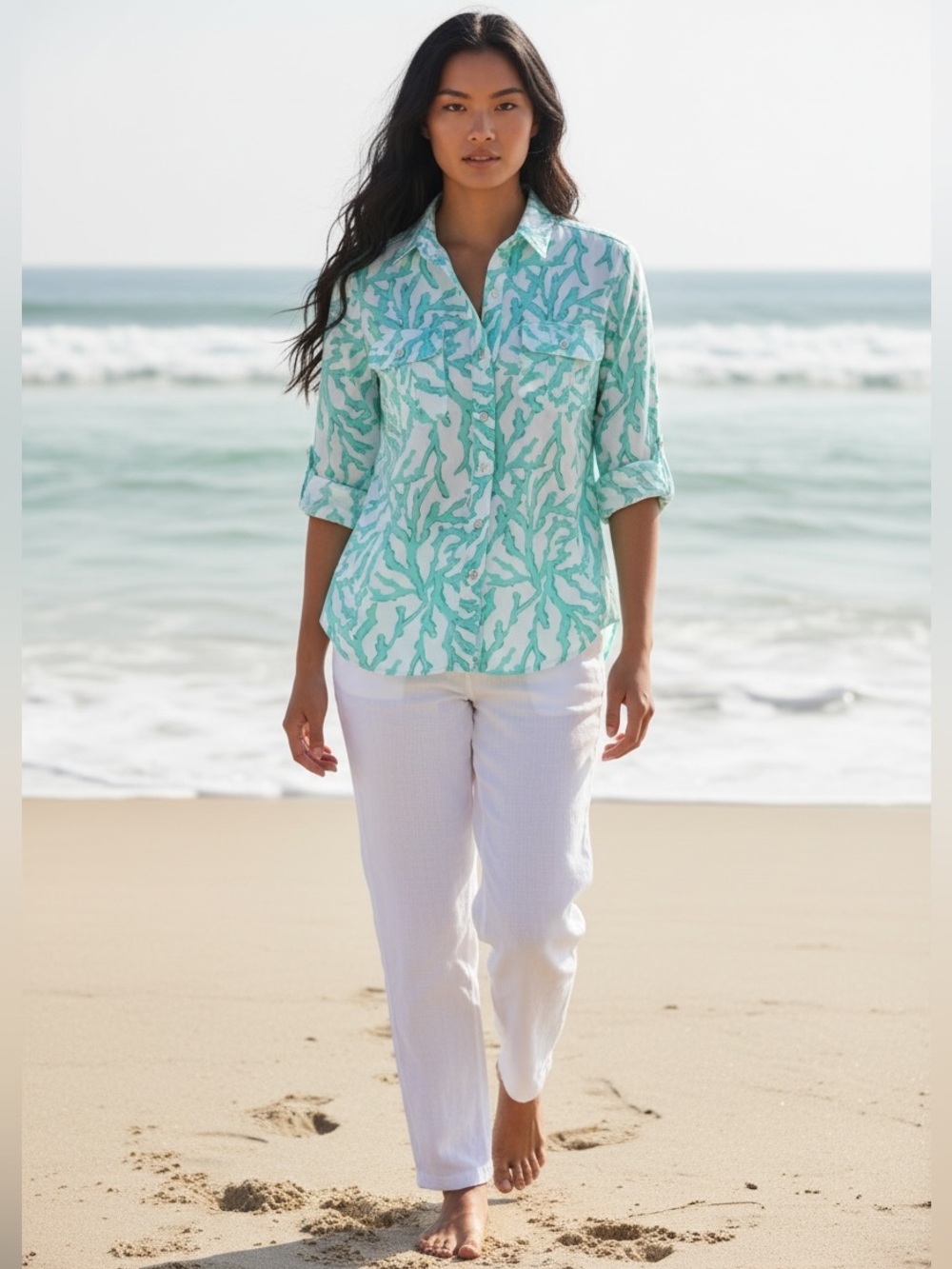 J. McLaughlin Aqua Marine Forest Top NWT (V)